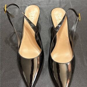 Franco Sarto Shiny Black Slingback Heels